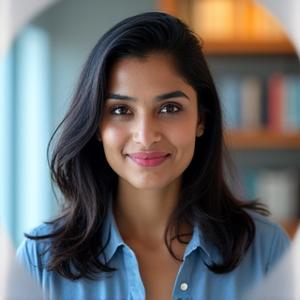 Dr. Priyanka Patel, a neuroscientist, looking thoughtful