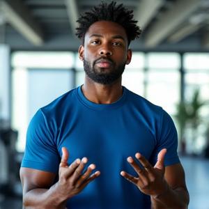 Professor Marcus Adams, a fitness expert, mid-explanation