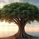 A serene pathway through resilience-building, with a strong, ancient banyan tree